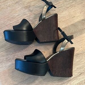 Max Mara Italy would platform heels strapping size 6 black brown